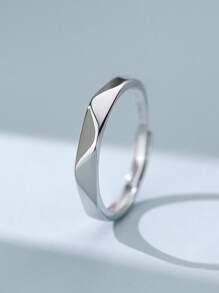 1對簡約經典的925純銀鑽石情侶戒指,適合日常佩戴或作為送給心愛之人的禮物 - 簡約款 - 查看 2