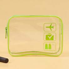 Pvc Transparent Cosmetic Bag Large Capacity Toiletry Bag Portable Travel Organizer For Beauty Products - Transparent Light Green Edge - View 1