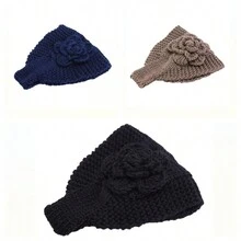 女性和女孩用的粗針編織頭帶,冬季編織耳暖保暖頭套 - 彩色 - 查看 9