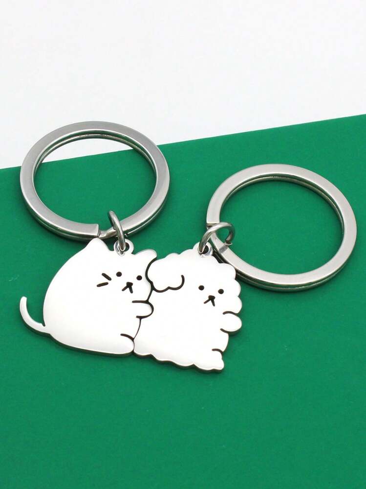 くまねこ様用出品　シュタインズゲートキーホルダー2個 ペアキーホルダー 犬 猫 メッキ ステンレス製 2個セット | SHEIN