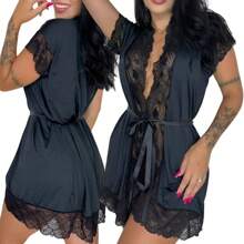 Plus Size Robes & Robe Sets - Black - View 1