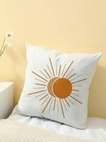 1pc Simple Design Printed Cushion Cover Without Pillow Inner, Modern Pillow Case For Home Decor