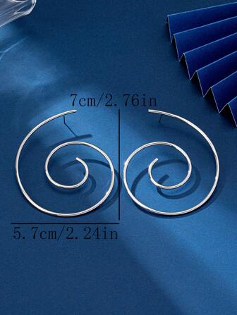 2件/套 优雅几何螺旋金属耳环