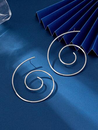 2件/套 优雅几何螺旋金属耳环