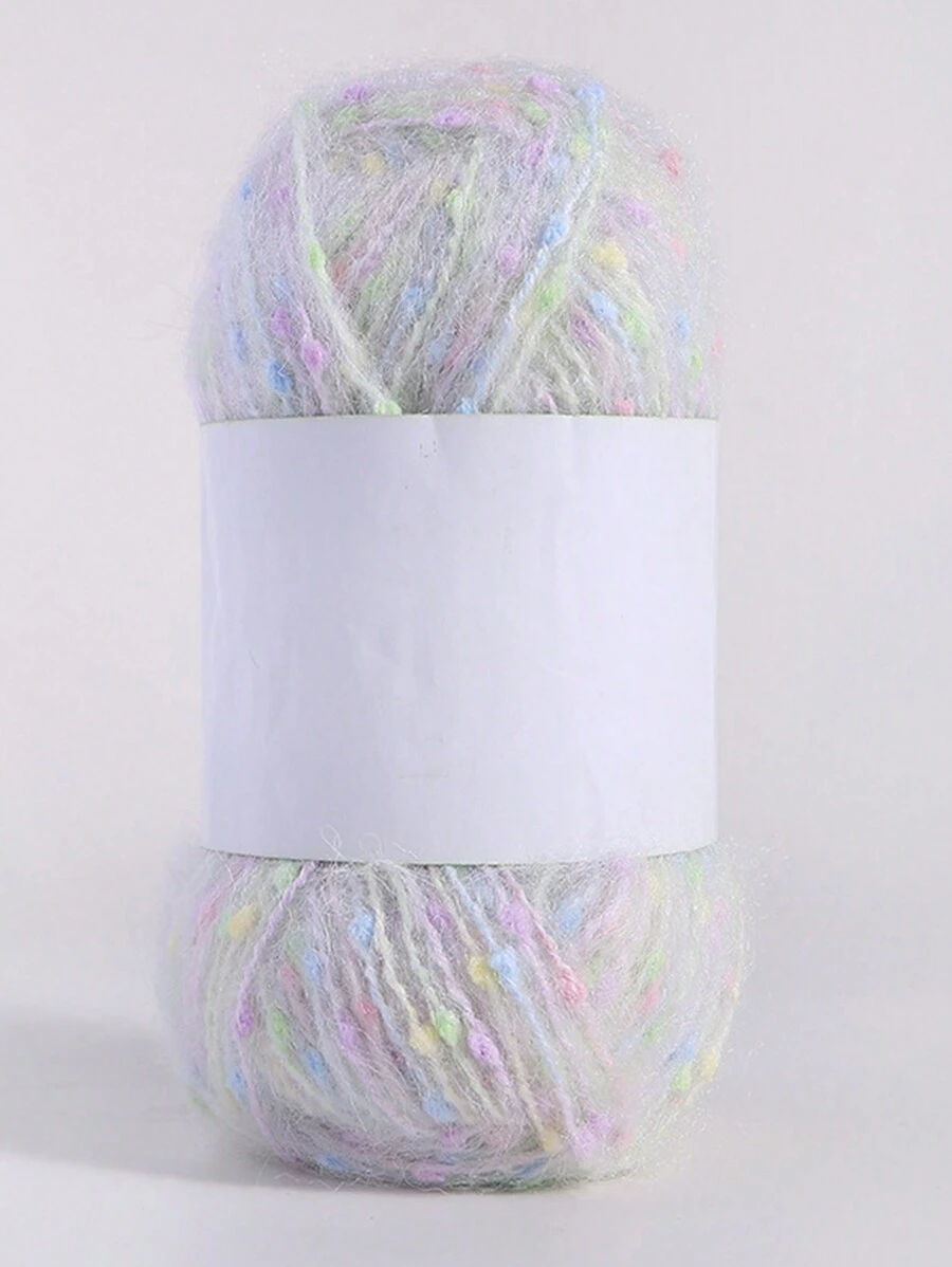 1入組10000cm/3937in彩色杏仁點紗球，手編DIY，彩虹乒乓球混色編織紗，適用於情侶、針織、帽子、毛衣、娃娃、手提袋，重量50g - 紫藍色 - 查看 1