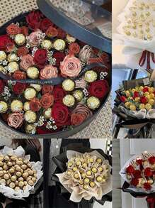 20 cái/bộ DIY Kẹo & Sô cô la Hoa Đứng , Với 10 Trong suốt Trái bóng & 10 Cây tre Gậy Hoa Đứng Bộ , Buổi tiệc & Sinh nhật Bó hoa Trang trí Chất liệu Gói hàng - trong suốt - Xem 5
