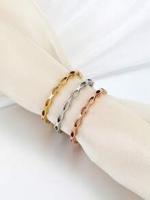 3入組日韓風不鏽鋼光澤戒指,男女皆宜,適合日常佩戴 - 2 - 查看 13