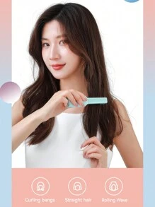 1 Usb 充電式迷你直髮器,拉直捲髮兩用,不損壞發電夾板,30 秒快速熱定形,持久 - 粉色 - 查看 4