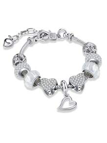 1入組時尚情人節女式愛主題手鍊，雙心珠狀約會手鍊 - 彩色 - 查看 2