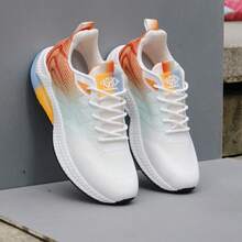 2024年男款橙色透氣運動鞋,適用於旅行、休閒和跑步 - 亮橙色 - 查看 3