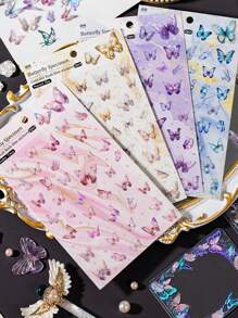 YUXIAN 2張/包蝴蝶拼貼手帳貼紙,復古裝飾貼紙,diy手工材料,適用於手機、筆記型電腦、配件、美學留言簿、廢紙日記、拼貼材料、計劃、創意藝術用品 - 紫色 - 查看 3