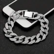 1條全鑲鑽項鍊,時尚嘻哈風格男士鎖骨鏈,多用途高端配飾蛇骨項鍊 - 銀色 - 查看 3