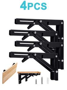 4pcs Acero Inoxidable Soporte Ménsula Escuadra Brazo Para Repisa Abatible Plegable 8 Pulgadas - Negro - Ver 2