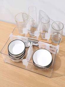 10 cái/4 cái Creative Có thể điều chỉnh Tủ đông Ngăn kéo ngăn Và Tiết kiệm không gian , Đa chức năng Khóa Đối với Nước uống Gia vị Lưu trữ Và Sắp xếp - trắng - Xem 10