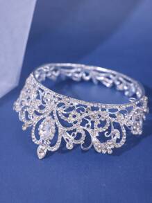 1入組女性粉色皇冠銀飾,婚禮生日周年慶幸運頭飾,公主髮飾優雅 - 銀色 - 查看 4