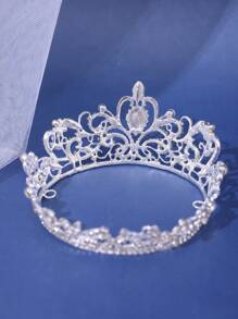 1入組女性粉色皇冠銀飾,婚禮生日周年慶幸運頭飾,公主髮飾優雅 - 銀色 - 查看 3