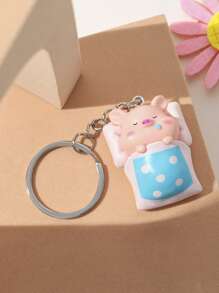 1隻可愛的小豬毛絨鑰匙扣,適用於袋子或錢包,是最好的朋友禮物 - 彩色 - 查看 1