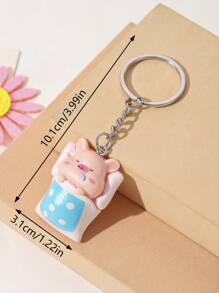 1隻可愛的小豬毛絨鑰匙扣,適用於袋子或錢包,是最好的朋友禮物 - 彩色 - 查看 2