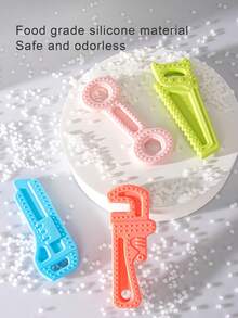 1 組嬰兒出牙玩具,4 件組柔軟矽膠牙膠,形狀有趣,安全又 - 粉色 - 查看 4