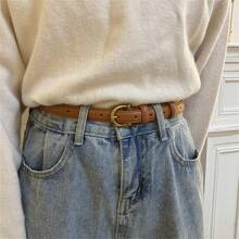 1 件多色女用窄腰帶,適合日常搭配毛衣、牛仔褲,非常適合學生時尚達人,男士腰帶 - 黃色 - 查看 6