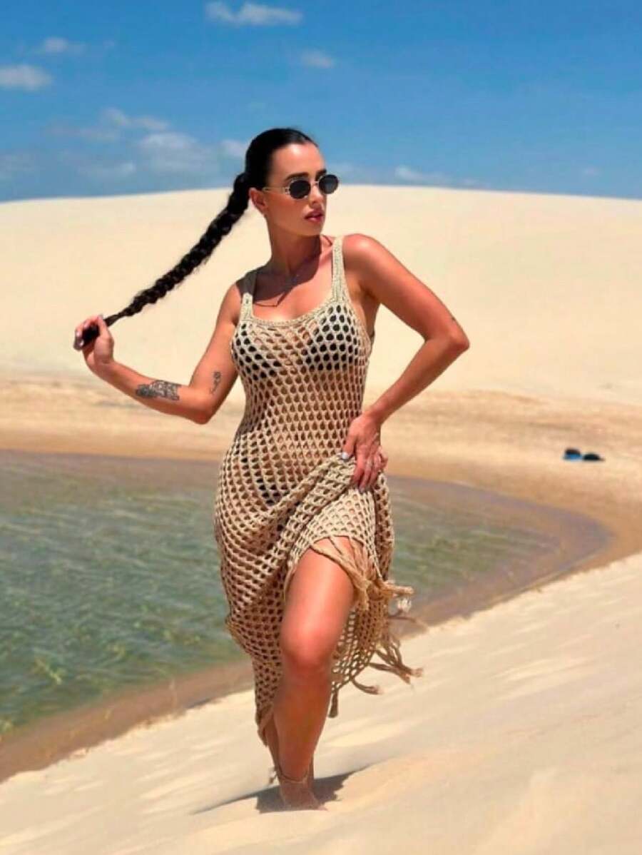 Women Swim Dresses - 卡其色 - 查看 1