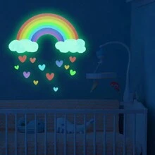 1 Miếng Cầu vồng Mây Hình trái tim Giấy dán tường , Tự dính Trang trí Decal dán tường Đối với Phòng khách - Nhiều màu - Xem 3