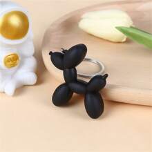 1只可愛的氣球造型小狗鑰匙圈,黑色,可自用或作為禮物 - 黑色 - 查看 1