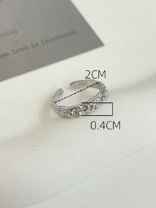 1個s925銀時尚復古經典細膩質感開口戒指,適合女性日常穿戴,具有精美獨特的派對珠寶設計 - 肌理紋戒 - 查看 4