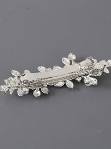 1pc Vintage Flower & Leaf & Butterfly Shaped Faux Pearl & Rhinestone Hair Clip - Silver - View 3