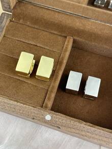 1 對幾何糖簡約耳環女式情侶時尚經典派對珠寶配件 - 銀色 - 查看 3