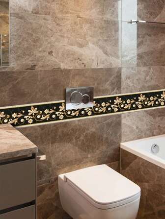 1 Roll 2m/78.7inch Flower Leaves Vine Pattern Romantic Special Design Skirting Line Sticker, Self Adhesive Floor Baseboard Sticker For Home Decor, PVC Material Waistline Sticker, Minimalist Modern Style Wall Sticker Office Decor, School Decor, Home Improvement Material For Protecting Wall Edges, Various Colors And Sizes Are Available, Easy To Clean, Stickers, Wall Decal, Vinyl Decal For Home Decorations, Spring Decoration Items Refresh Your Home, Festival Decoration Stickers Gifts Birthday Graduation