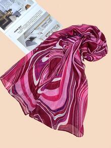 1 條女簡約粉紅印花圍巾,時尚優雅,春秋冬季節,保暖防曬,百搭 - 玫紅色 - 查看 3