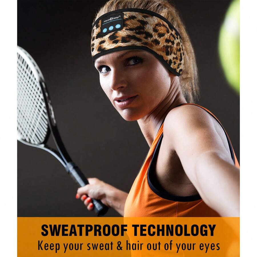 睡眠耳機頭帶音樂頭帶無線帶式耳機,搭載薄型高清立體聲揚聲器,適合側身睡眠、運動、瑜珈、旅行等場合使用 - 薑色 - 查看 1