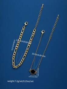 2入組優雅精緻五瓣花銅手鍊,適合日常佩戴、約會及感恩節、聖誕節禮物 - 黑色 - 查看 5