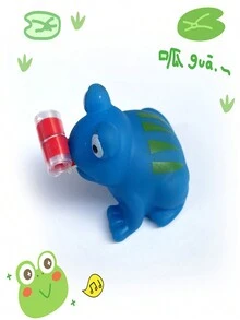 發聲卡通青蛙形減壓玩具,吹龍、按壓和伸出舌頭設計 - 吹龍青蛙4個裝隨機色 - 查看 6