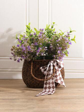 2 Stems Of Purple Flowers With 2 Stems Of Green Leaves Fresh Mini Flower Arrangement