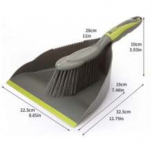 1set Desktop Broom And Dustpan Set, Suitable For Bedside Sweeping And Children's Room Sweeping, Including Hand Broom And Dustpan Set, For Cleaning Kitchen, Floor, Table And Animal Cage - Grey - View 2