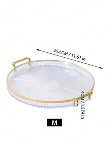 1pc Colorful Serving Tray, Single Or Double Handle For Dining Table Use - Clear - View 2