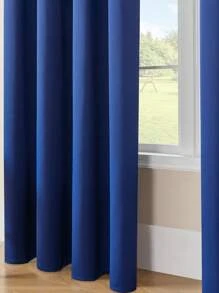 1pc/2pcs Grommet Blackout Curtains, Outdoor Blackout Curtains, Home Blackout Curtains, Kitchen Curtains, Room Decor Curtains, Outdoor Decor Curtains, Window Decor Curtains, Black Curtains, White Curtains, Blackout Curtains, Thermal Insulated Curtains, Solid Color Minimalist Modern Polyester Blend Polyester Fiber Bedroom Living Room Balcony Grommet Curtains - Blue - View 6