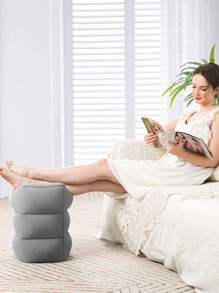 1个充气脚枕，按压充气，超轻可折叠，适用于飞机、火车、汽车、商务旅行、小憩，可调节气垫脚枕，男女通用，旅行必备，旅行配件，暑假旅行，返校用品 - 深灰色 - 查看 5