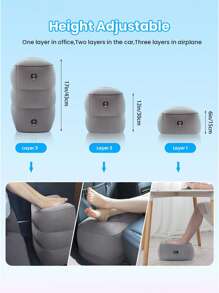 1个充气脚枕，按压充气，超轻可折叠，适用于飞机、火车、汽车、商务旅行、小憩，可调节气垫脚枕，男女通用，旅行必备，旅行配件，暑假旅行，返校用品 - 深灰色 - 查看 3