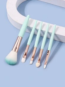 5件套优质蓝色化妆刷套装，包含散粉刷、修容刷、腮红刷和眼影刷，刷毛柔软，适合学生和化妆爱好者使用。套装包含：化妆刷套装、化妆刷套装、全套化妆工具、化妆刷套装、全套化妆工具、化妆刷套装、化妆礼品套装、套装、赠品、专业化妆刷、全套化妆工具。 - 綠色 - 查看 6