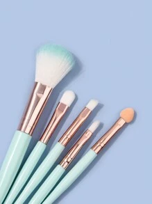 5件套优质蓝色化妆刷套装，包含散粉刷、修容刷、腮红刷和眼影刷，刷毛柔软，适合学生和化妆爱好者使用。套装包含：化妆刷套装、化妆刷套装、全套化妆工具、化妆刷套装、全套化妆工具、化妆刷套装、化妆礼品套装、套装、赠品、专业化妆刷、全套化妆工具。 - 綠色 - 查看 3