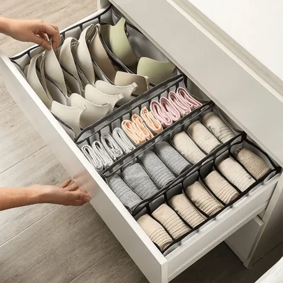 3 Stück/Set Unterwäsche Schubladeneinteilung Aufbewahrungsbox, faltbare Schrankeinteilungen Aufbewahrungsboxen für Unterhosen, Socken, BHs für Geschäftshotel, Schule, Organizer-Taschen für Lehrer, Taschensätze für Schüler, Schubladenregal-Organizer, Schrankspeicher, gesteppte Tasche für Unterbettaufbewahrung, Schubladenteiler, Kleiderbox, Zuhause, Schlafzimmer, Schulanfang, Wohnheim, für Kleinigkeiten, Unterwäsche, BH, Kleidung, Wäsche, Hosen, Jeans, Socken, T-Shirts, Kleider, Schuhe, faltbar 6/7/11 Gitter, Packzubehör, Kleidungsschutz-Aufbewahrung, Organisation und Lagerung, Aufbewahrungsbehälter, Schrankeinteilung für Kleidung, Schrankaufbewahrung, Schrankteiler, Pullover, Socken, Hosen, Jeans