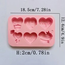 1入心型矽膠糖果模具,用於蛋糕烘焙 - 珊瑚粉 - 查看 2