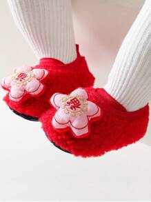 1 双可爱红色卡通公主风格女婴袜子，防滑保暖设计，适合 3-24 个月大的婴儿。新年、生日、一个月节和秋冬季节的最佳礼物选择。 - 紅色 - 查看 1