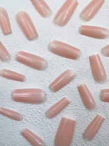 24入組乳白色長漸層芭蕾美甲貼片+1片24支果凍膠+1支搓磨器 - 彩色 - 查看 3