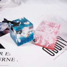 5 种尺寸的立方体硅胶模具，用于树脂铸造的立方体硅胶模具，方形环氧树脂模具，用于 DIY 艺术树脂蜡烛肥皂生产、家居装饰、花卉保鲜 - 白色 - 查看 9