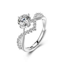 1pc Couples' Ring With 1-Carat Cubic Zirconia Stone In Four-Prong Setting, Open Size, Wedding/Engagement Ring - Women's Model - View 7