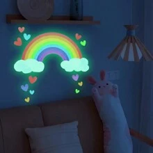 1 Miếng Cầu vồng Mây Hình trái tim Giấy dán tường , Tự dính Trang trí Decal dán tường Đối với Phòng khách - Nhiều màu - Xem 2